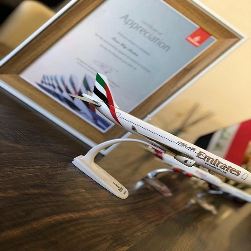 Emirates Airlines Certificate of Appreciation 2017-2018