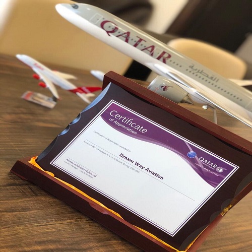 Certificate of Appreciation Qatar Airways 2017-2018